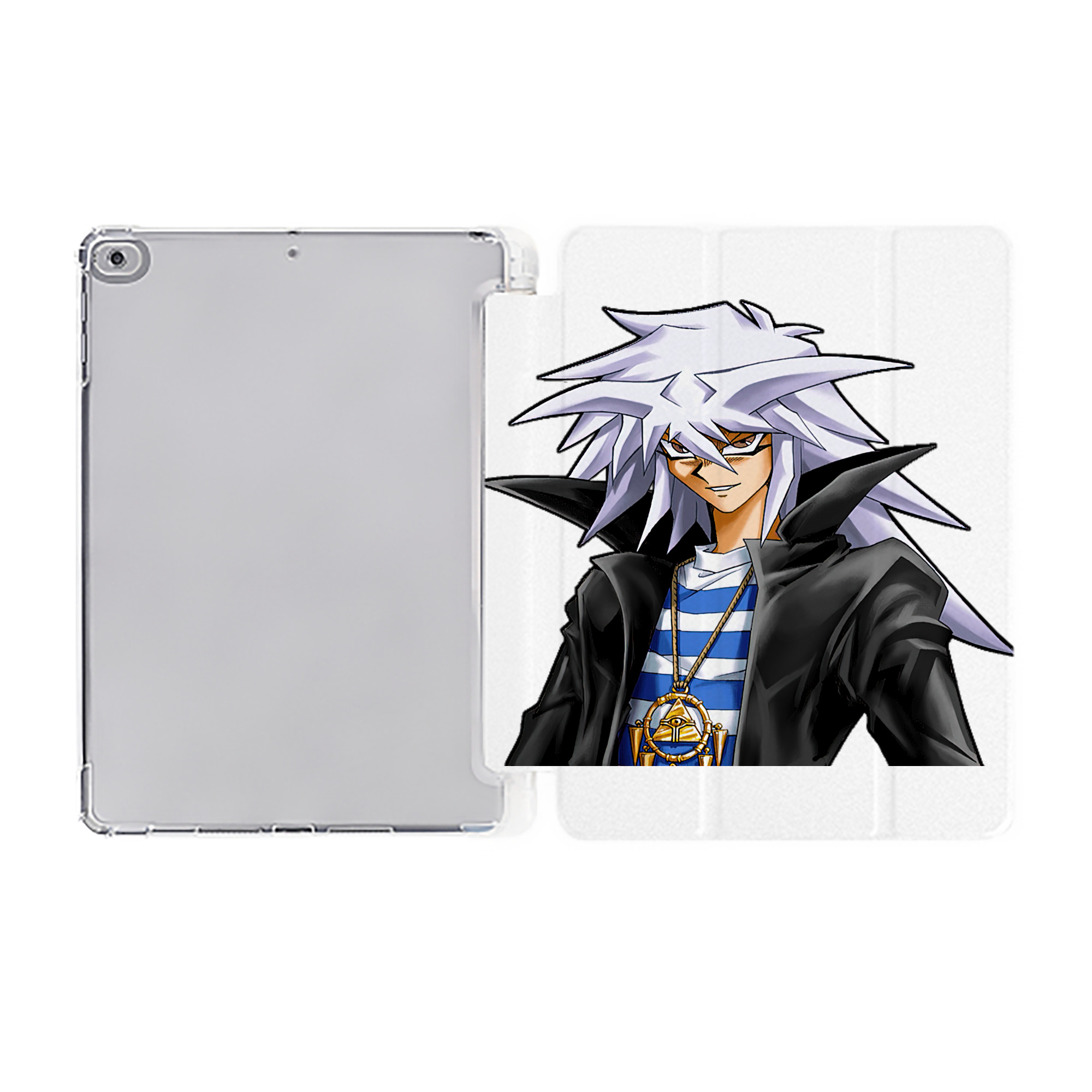 （画像用） 遊☆戯☆王 Yu-Gi-Oh! IPad ケース ペン収納付き 三つ折りスタンド PUレザー×シリコン 対応機種9.5/10.5/10.9インチ